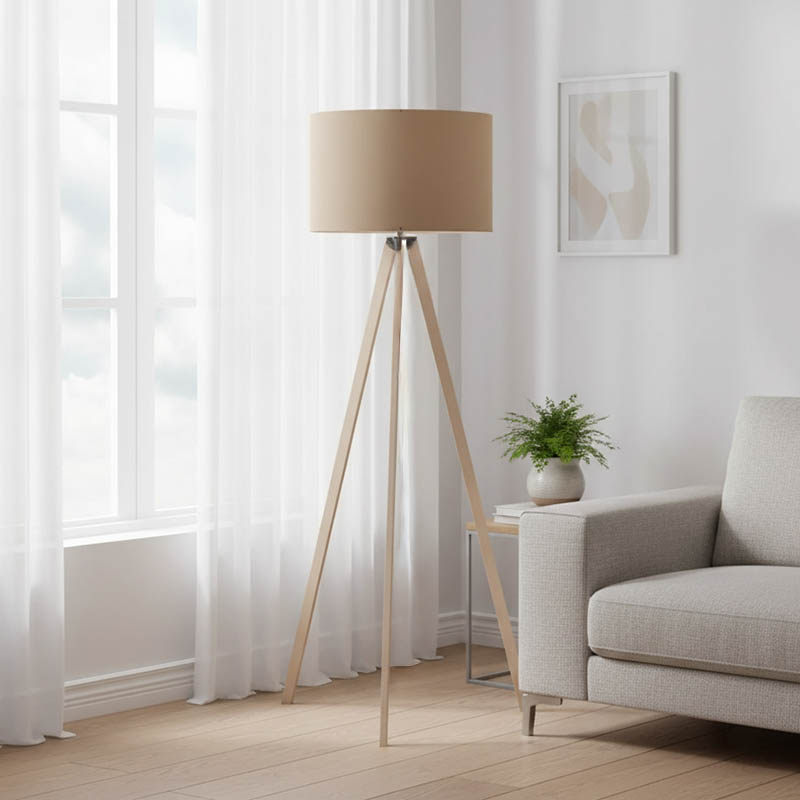 Floor lamp PWL-1060 pakoworld Ε27 natural-mocha D38x140cm