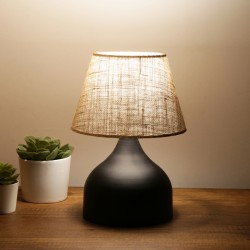 Table lamp PWL-1068 pakoworld Ε27 black-beige D22x32cm Table lamp PWL-1068 pakoworld Ε27 black-beige D22x32cm