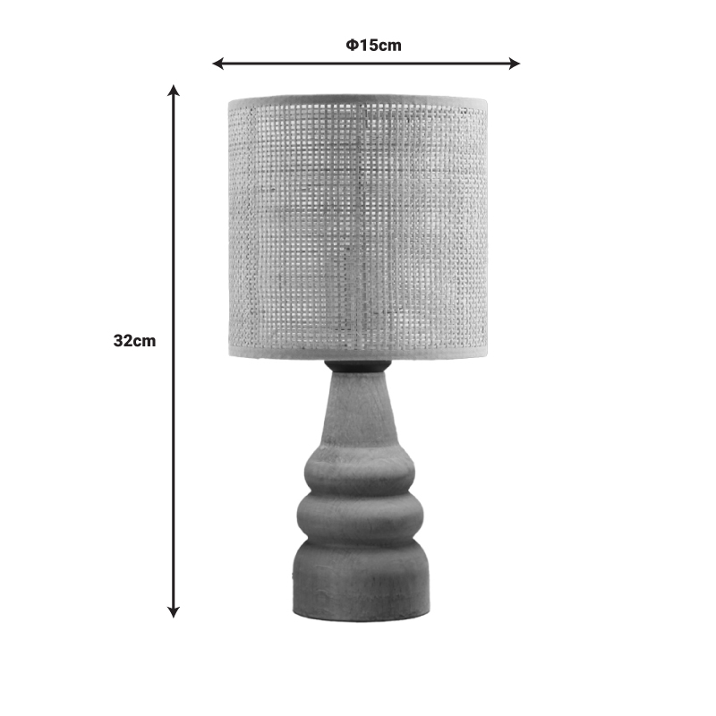 Table lamp Salpe pakoworld beech wood and pe rattan in natural color D15x32cm Table lamp Salpe pakoworld beech wood and pe rattan in natural color D15x32cm
