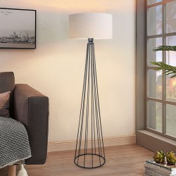 Floor lamp Firdo I pakoworld E27 fabric cream -metal black Φ38x121cm Floor lamp Firdo I pakoworld E27 fabric cream -metal black Φ38x121cm