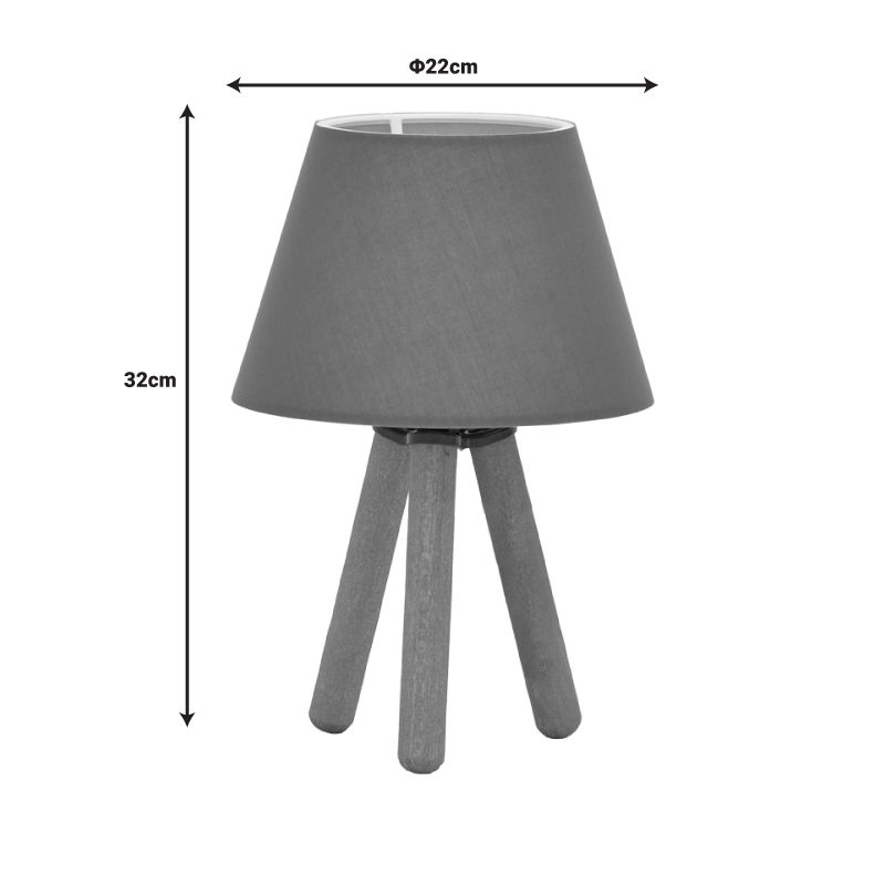 Table lamp PWL-1071 pakoworld Ε27 grey-walnut D22x32cm Table lamp PWL-1071 pakoworld Ε27 grey-walnut D22x32cm