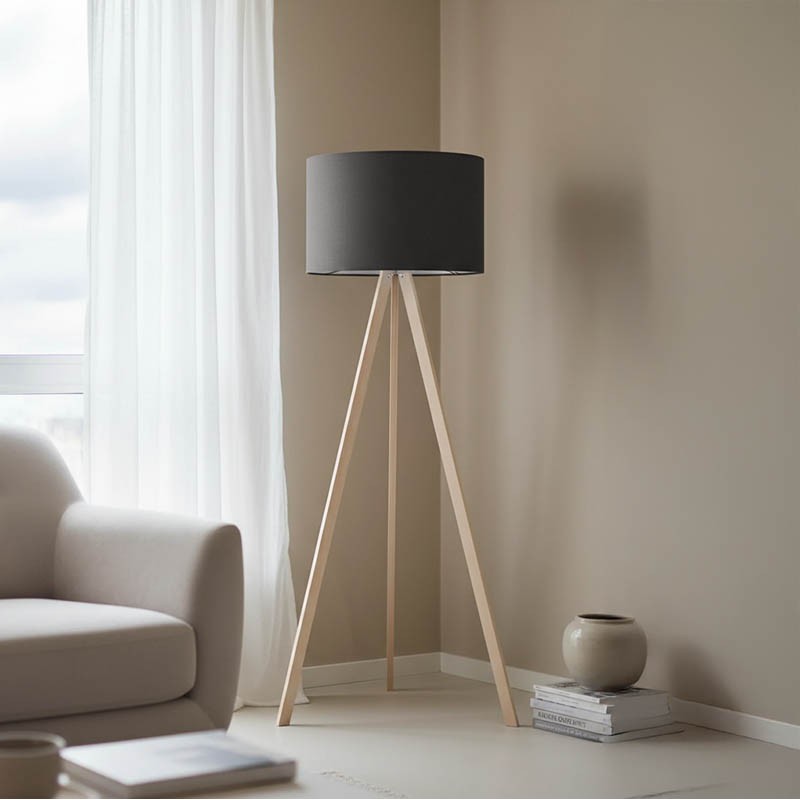 Floor lamp PWL-1060 pakoworld Ε27 natural-antharcite D38x140cm