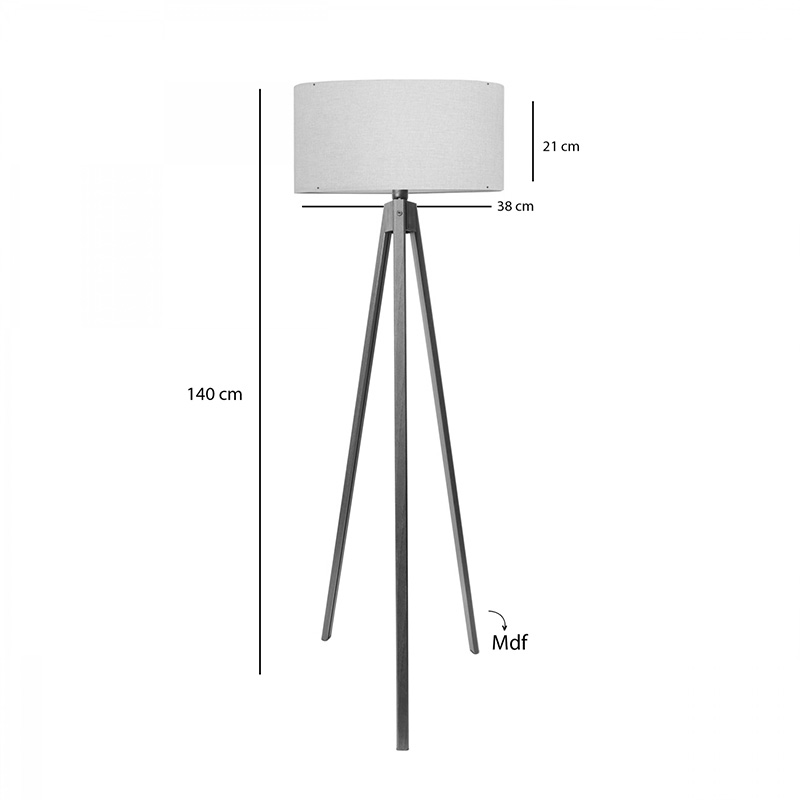 Floor lamp PWL-1059 pakoworld E27 in cream-walnut shade D38x140cm