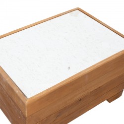 Τραπέζι Otis pakoworld ξύλο οξιάς καρυδί-λευκό μάρμαρο 40x57x22εκ