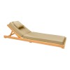 Sunbed with cushion Specta pakoworld solid beech wood in natural color 60x190x50cm