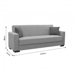 Kαναπές κρεβάτι Vox pakoworld 3θέσιος ύφασμα βελουτέ μπεζ-μόκα 212x77x80εκ