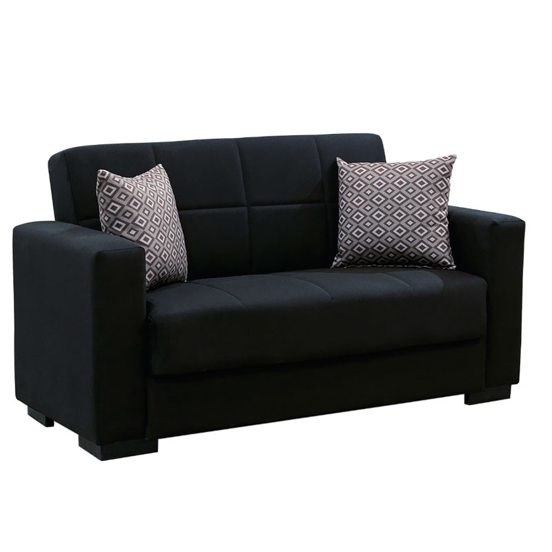 Kαναπές κρεβάτι Vox pakoworld 2θέσιος ύφασμα μαύρο 148x77x80εκ