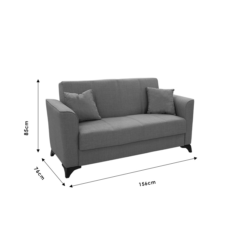 2 seater sofa-bed Asma pakoworld fabric grey 156x76x85cm 2 seater sofa-bed Asma pakoworld fabric grey 156x76x85cm