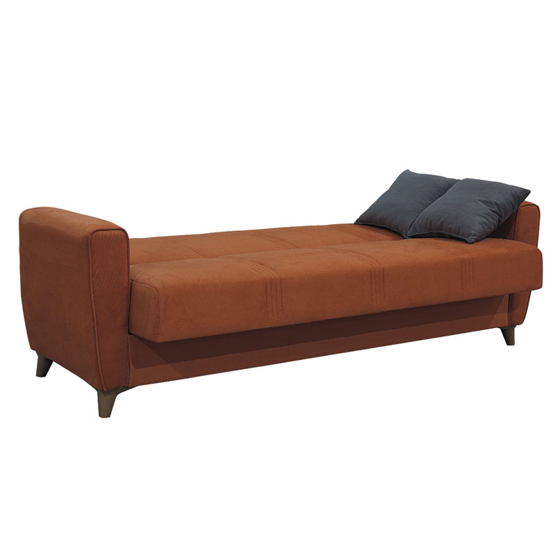 Kαναπές κρεβάτι Antony pakoworld 3θέσιος ύφασμα βελουτέ κεραμιδί 210x75x85εκ