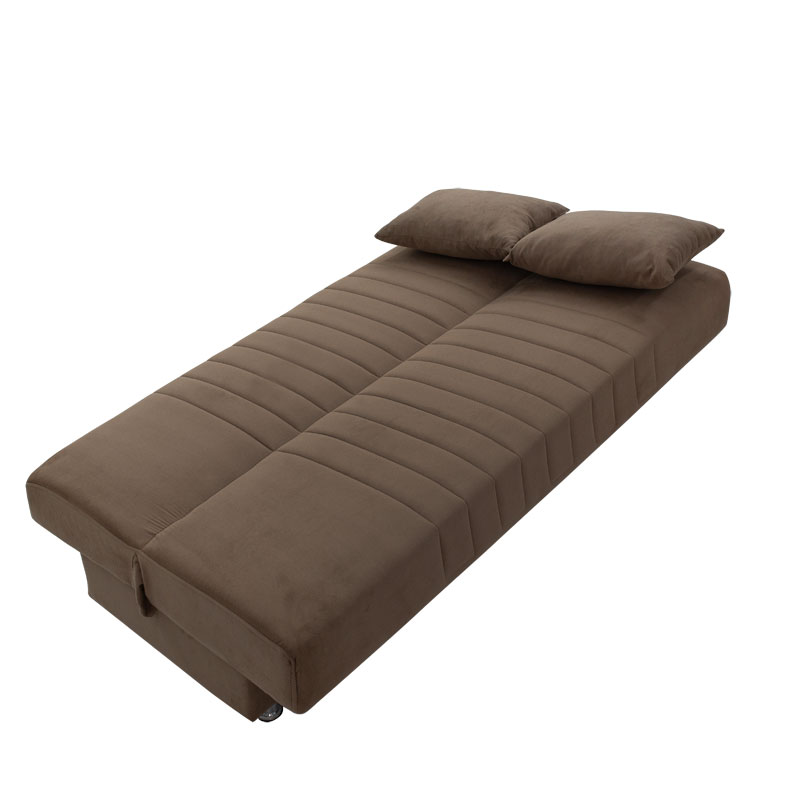 Kαναπές κρεβάτι Romina pakoworld 3θέσιος ύφασμα βελουτέ μπεζ-μόκα 180x75x80εκ