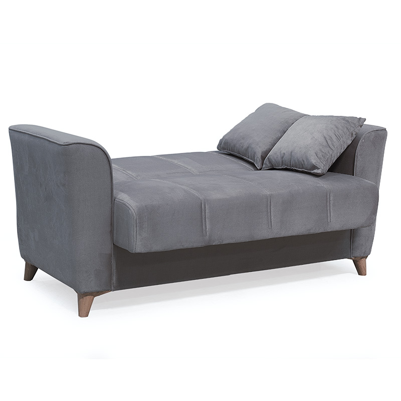 2 seater sofa-bed Asma pakoworld velvet grey mouse 156x76x85cm