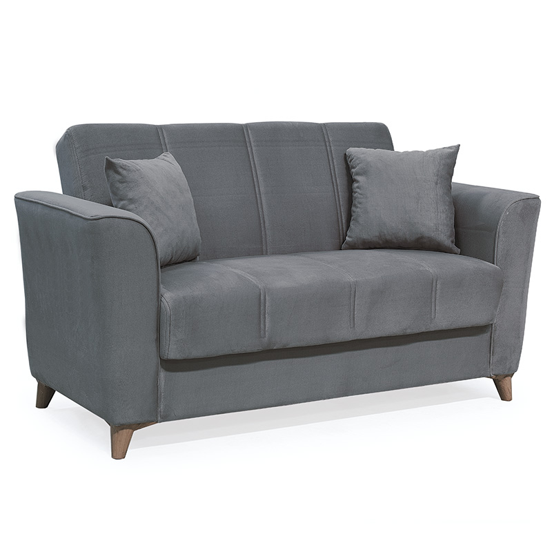 2 seater sofa-bed Asma pakoworld velvet grey mouse 156x76x85cm