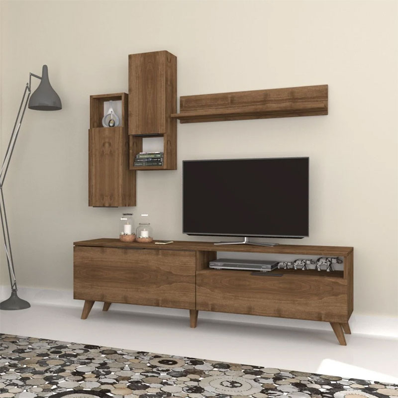 Σύνθετο σαλονιού Neel pakoworld καρυδί 160x35x47εκ