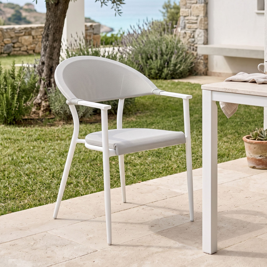 Armchair Pino pakoworld aluminum white-textilene gray