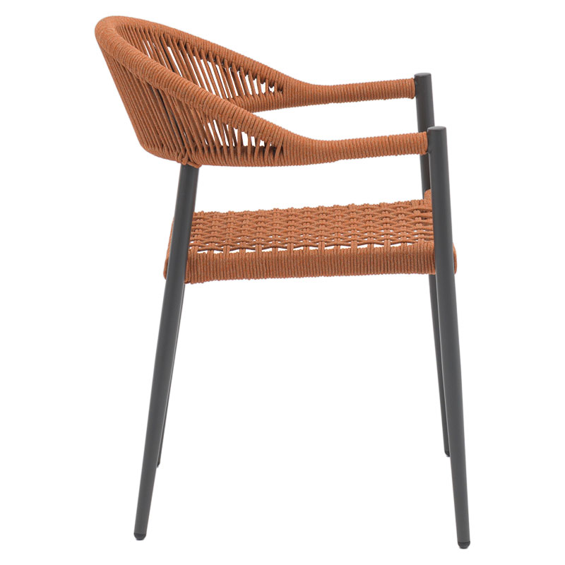 Armchair Freiburg pakoworld aluminum black-rope natural-brick red Armchair Freiburg pakoworld aluminum black-rope natural-brick red