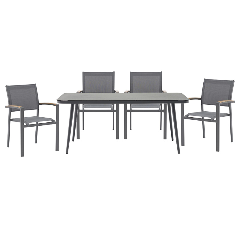 Dining Set 5pcs Ecco-Pori pakoworld aluminium anthracite-textilene grey 160x90x75cm Dining Set 5pcs Ecco-Pori pakoworld aluminium anthracite-textilene grey 160x90x75cm