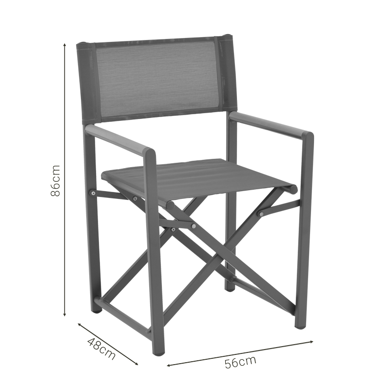 Director\'s chair Mabu pakoworld dark grey aluminum 56x48x86cm Director\'s chair Mabu pakoworld dark grey aluminum 56x48x86cm