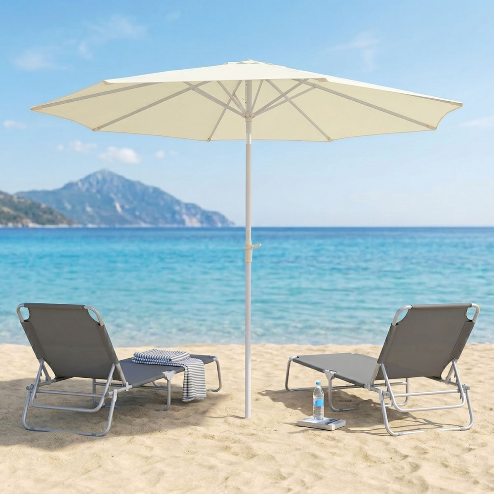 Professional umbrella Frow pakoworld white aluminum ecru fabric Φ3m
