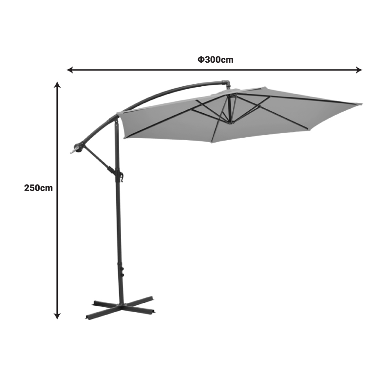 Umbrella with base Jiopel pakoworld single piece aluminium-fabric beige-grey D3m Umbrella with base Jiopel pakoworld single piece aluminium-fabric beige-grey D3m