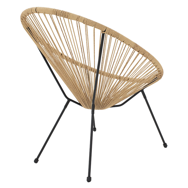 Acapulco armchair pakoworld metal in black-pe rattan in natural shade 68.5x74.5x84cm