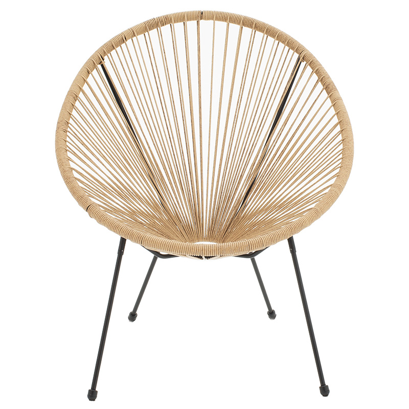 Acapulco armchair pakoworld metal in black-pe rattan in natural shade 68.5x74.5x84cm