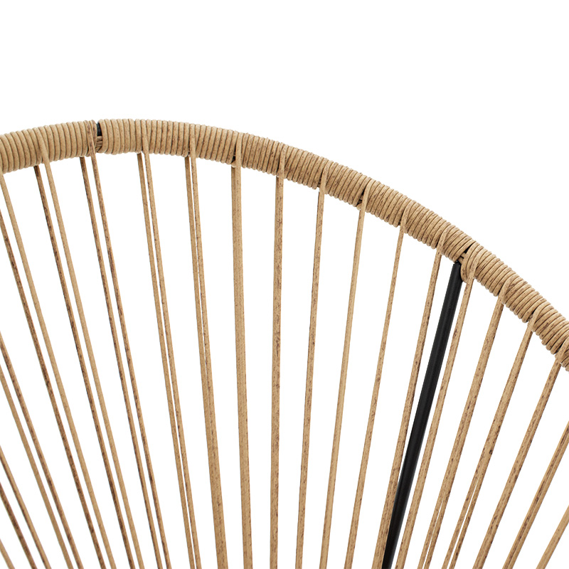 Acapulco armchair pakoworld metal in black-pe rattan in natural shade 68.5x74.5x84cm