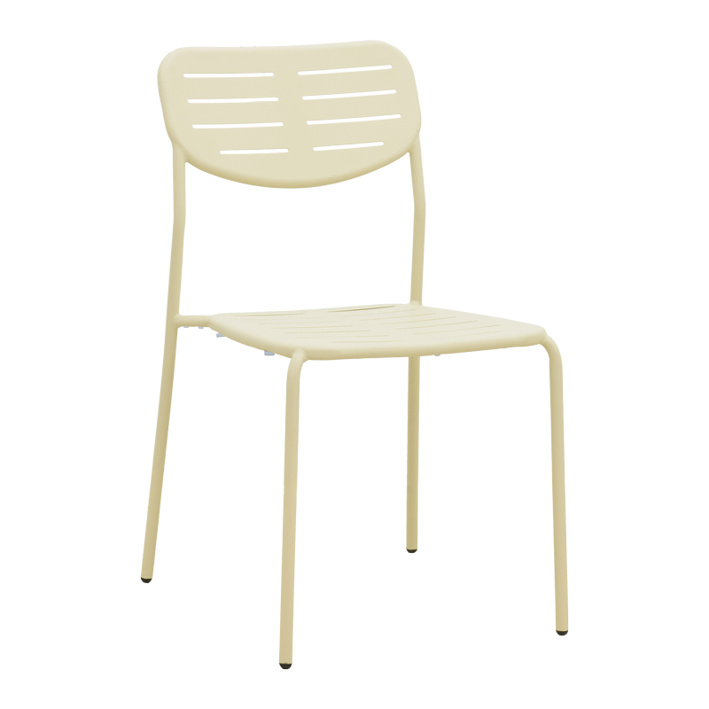 Καρέκλα Deraby pakoworld στοιβαζόμενη κρεμ μέταλλο 52.5x45.5x83εκ