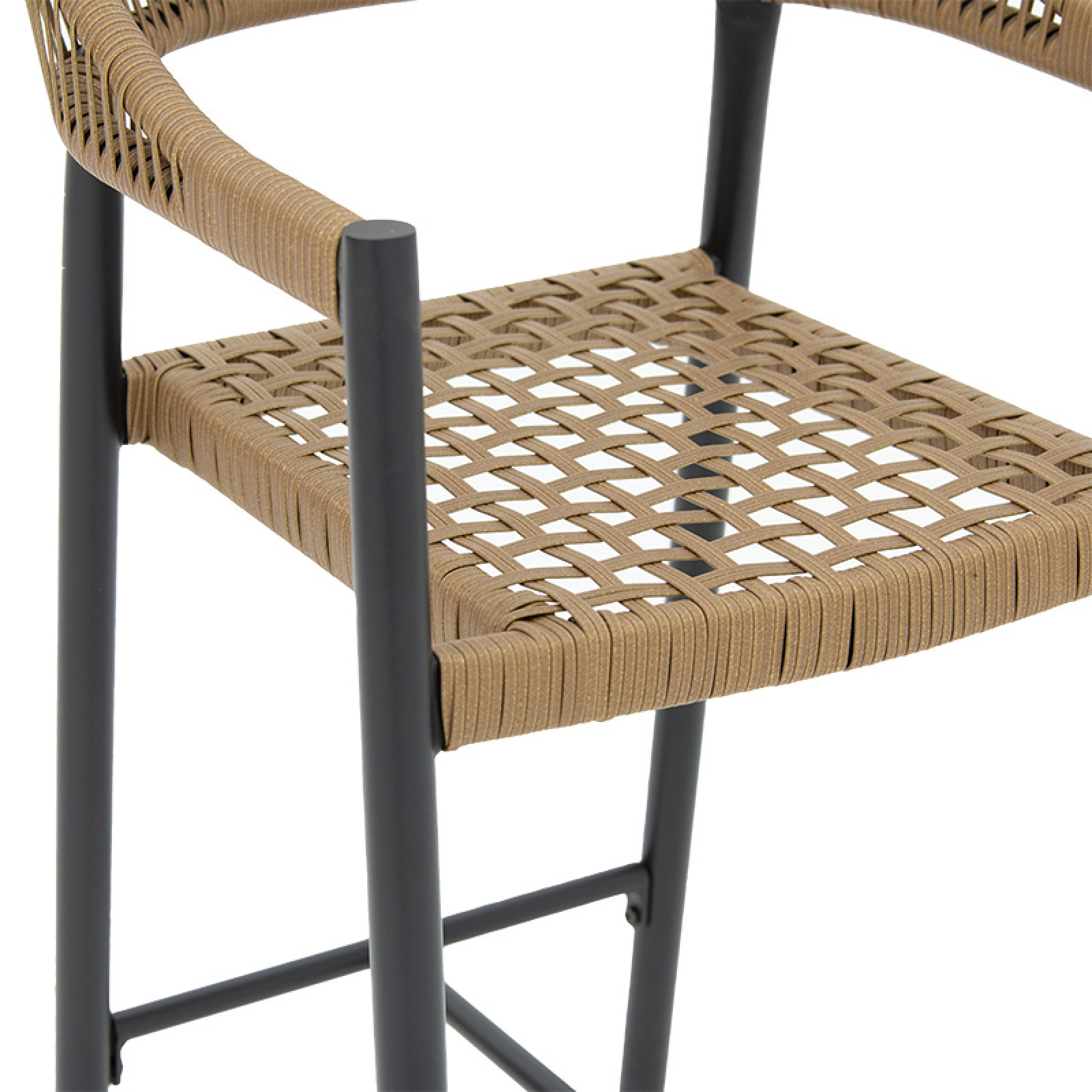 Bar stool Kerr pakoworld pe rattan naturalleg black aluminum