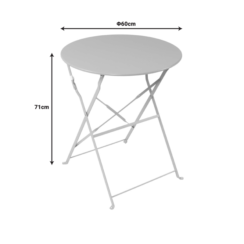 Bistro pakoworld 3 pcs metal folding dining table in yellow shade D60x71cm