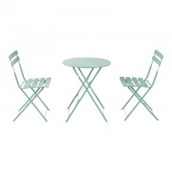 Bistro pakoworld 3 pcs metal folding dining table in green shade D60x71cm