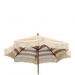 Garden umdrella Brilie pakoworld wood-macrame D2.70x2.60 m brown-white Garden umdrella Brilie pakoworld wood-macrame D2.70x2.60 m brown-white