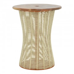 Table Lemelo pakoworld metal-sal wood-jute in ecru shade Φ61x76cm Table Lemelo pakoworld metal-sal wood-jute in ecru shade Φ61x76cm