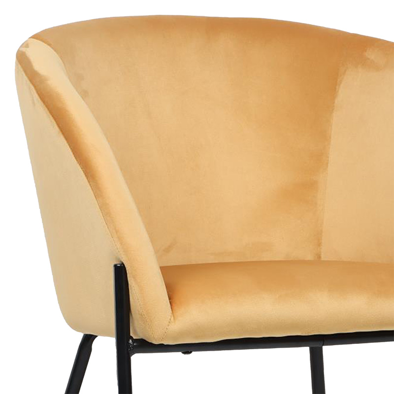 Armchair Julia pakoworld velvet yellow 61x57x74cm Armchair Julia pakoworld velvet yellow 61x57x74cm