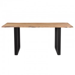 Slim pakoworld table solid acacia wood in walnut shade and black metal leg 175x90x75.6cm Slim pakoworld table solid acacia wood in walnut shade and black metal leg 175x90x75.6cm