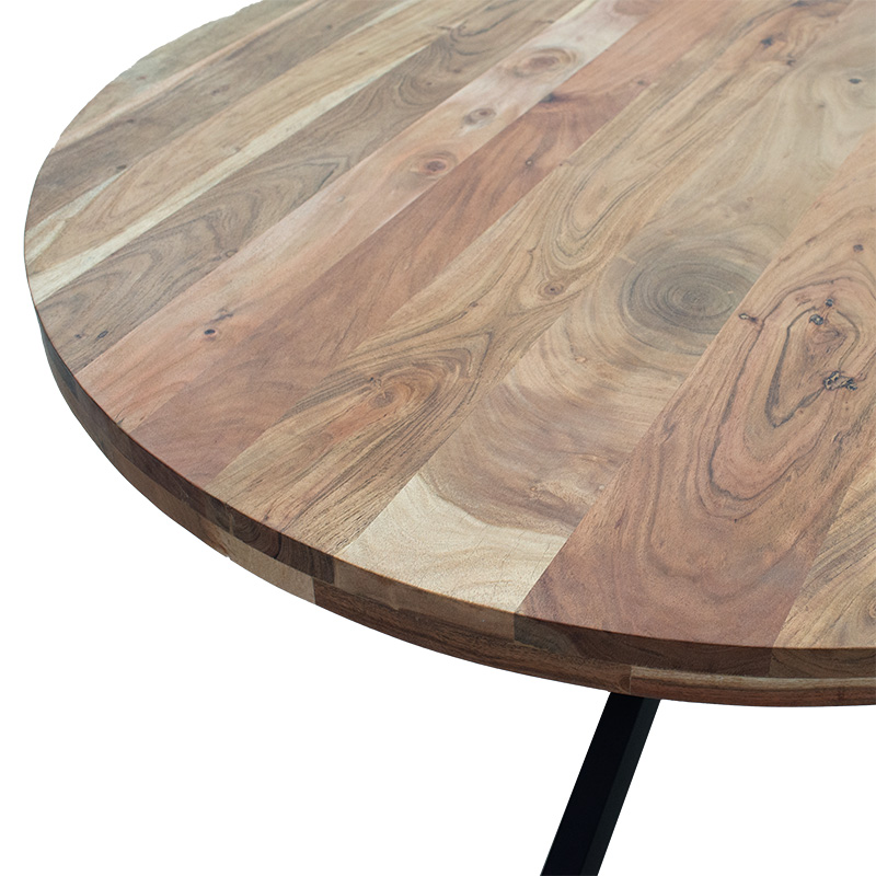 Τραπέζι Bowie pakoworld ξύλο ακακίας φυσικό-πόδι μαύρο 130x130x78εκ