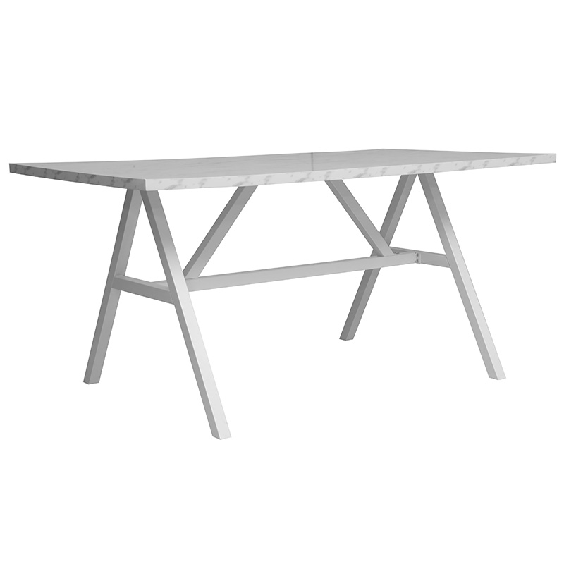 Table Alarick pakoworld white marble-white leg 160x90x76cm Table Alarick pakoworld white marble-white leg 160x90x76cm