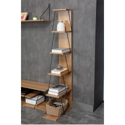 Βιβλιοθήκη mini Tars pakoworld  sonoma-μαύρο 50x22x150εκ