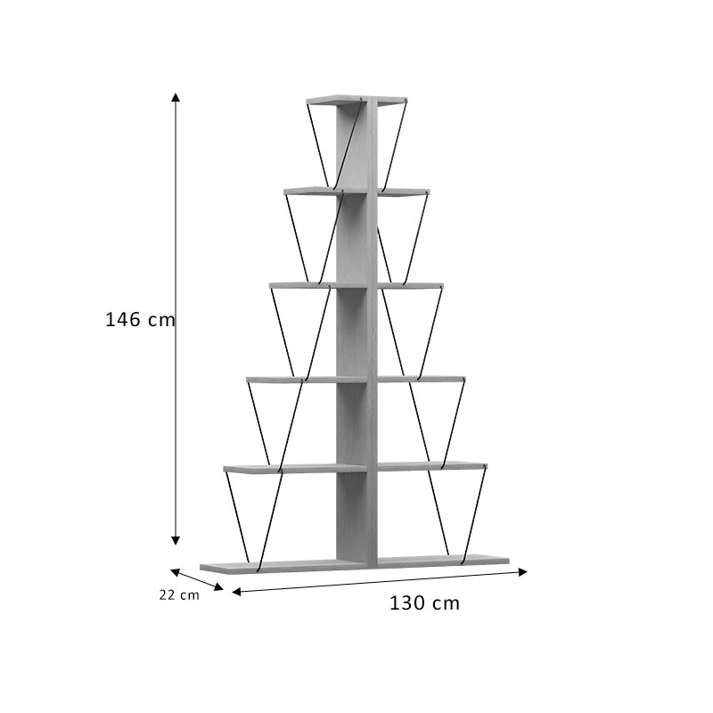 Βιβλιοθήκη mini Tars pakoworld sonoma-μαύρο 130x22x146εκ