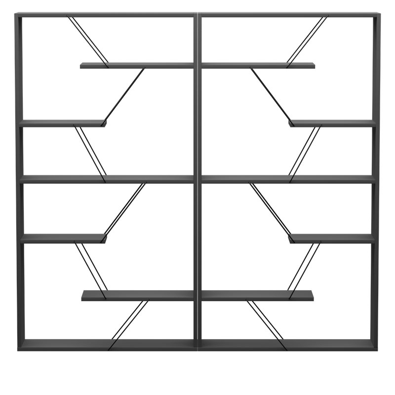Βιβλιοθήκη Tars pakoworld ανθρακί-μαύρο 168x24x157εκ