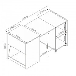 Tivouzal pakoworld polymorphic cabinet-work desk folding sonoma melamine 140x60x72cm Tivouzal pakoworld polymorphic cabinet-work desk folding sonoma melamine 140x60x72cm
