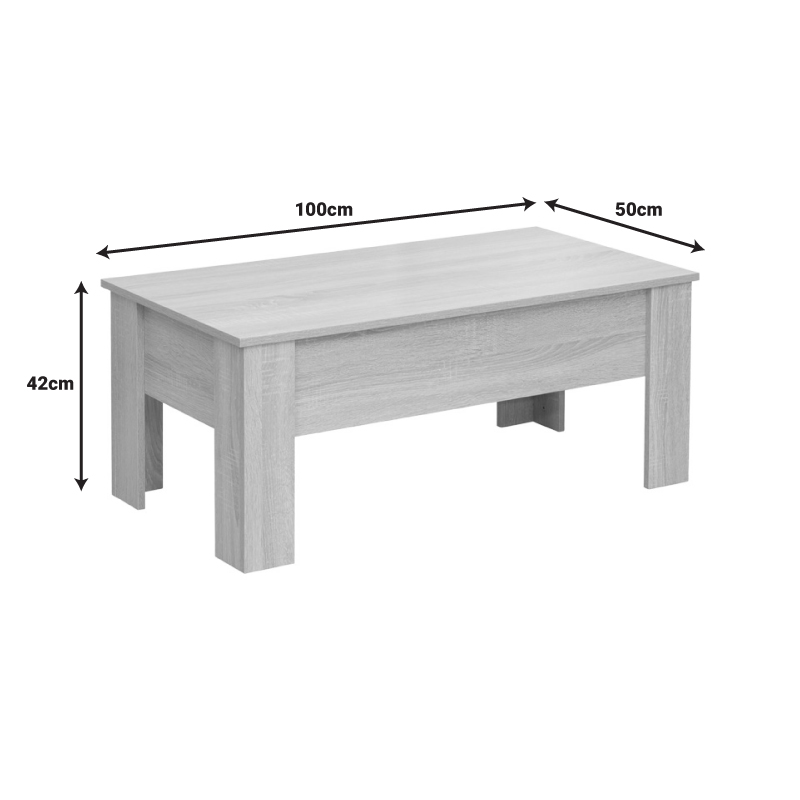 Ferza pakoworld coffee table polymorphic in oak color 100x50x42cm Ferza pakoworld coffee table polymorphic in oak color 100x50x42cm