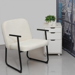 Vindor pakoworld visitor chair cream fabric with black metal leg 65x68.5x79.5cm Vindor pakoworld visitor chair cream fabric with black metal leg 65x68.5x79.5cm