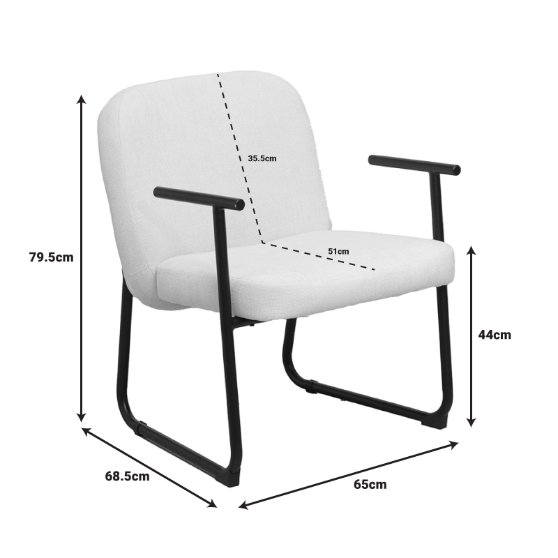 Vindor pakoworld visitor chair cream fabric with black metal leg 65x68.5x79.5cm Vindor pakoworld visitor chair cream fabric with black metal leg 65x68.5x79.5cm