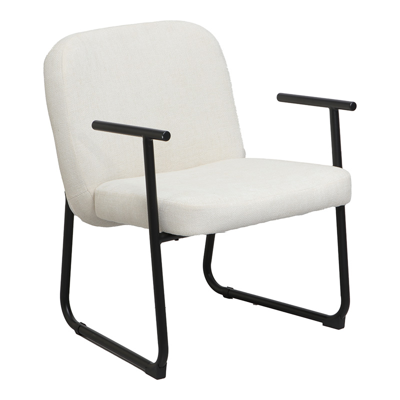 Vindor pakoworld visitor chair cream fabric with black metal leg 65x68.5x79.5cm