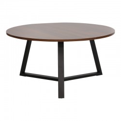 Coffee table Berton pakoworld in walnut color and black metal D80x40cm