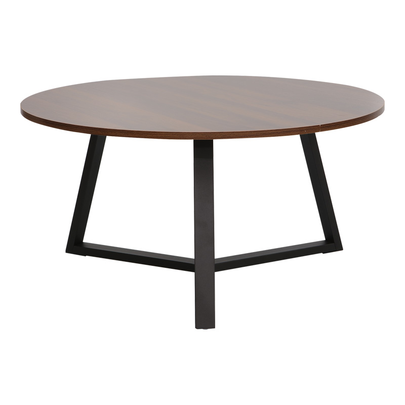Coffee table Berton pakoworld in walnut color and black metal D80x40cm