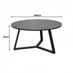 Coffee table Berton pakoworld in marble look and black metal D80x40cm