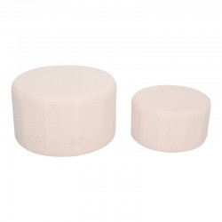 Stool - Pouf Gabello pakoworld set of 2 pcs boucle fabric beige D44x26.5cm Stool - Pouf Gabello pakoworld set of 2 pcs boucle fabric beige D44x26.5cm