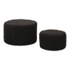 Stool - Pouf Gabello pakoworld boucle fabric in black color D44x26.5cm