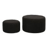 Stool - Pouf Gabello pakoworld boucle fabric in black color D44x26.5cm